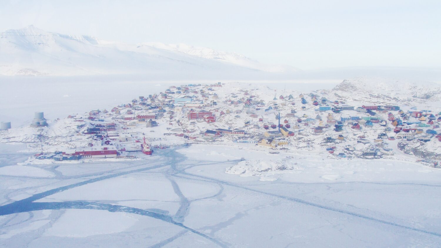 Aerial view of community in Greenland - International Polar Foundation