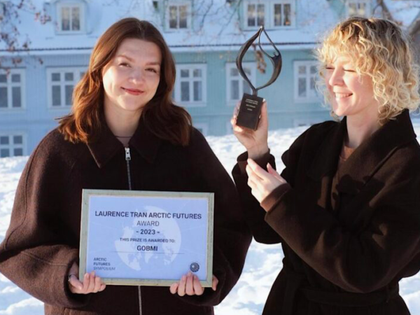 Gobmi founders holding the 2023 Laurence Trân Arctic Futures Award - Picture by Gobmi